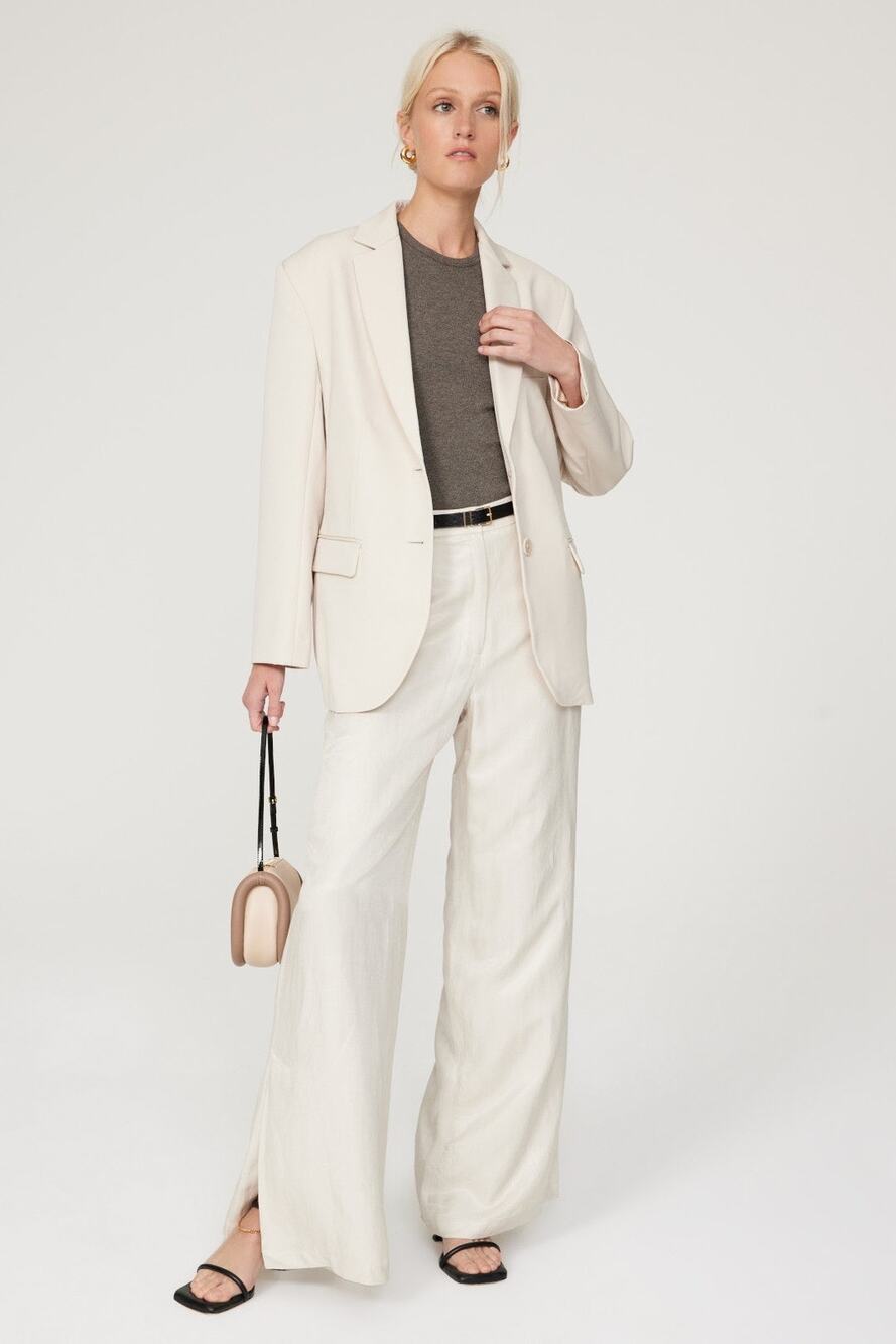 Anine Bing Women's Off-White Wide-Leg Front Zipper Lyra Trousers Pants Size 34